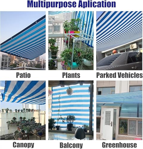 Auvent rectangulaire bleu et blanc 5m x 6m pour terrasse - 5