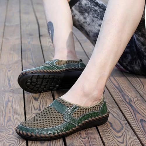 Men's Stitching Honeycomb Mesh Soft Loafers Breathable Outdoor Casual Shoes4