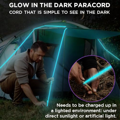 Image of TECEUM Reflective Paracord Rope 1000 - 1000ft /200ft /100ft /50ft - 40+ Colors - Glow in the Dark - para Cord - Utility Rope for Survival, Hunting & Camping Gear - Nylon String, Camping Rope, Tent Cord