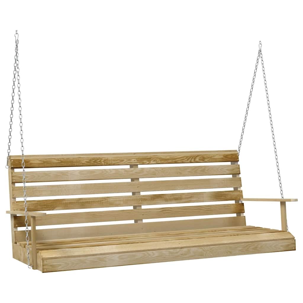 Panca a Dondolo in Legno di Pino Impregnato con Catene, 155x65x60 cm