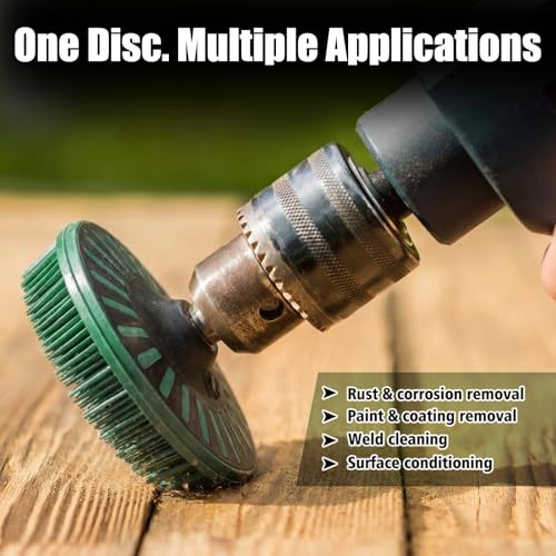 Image of Zhehao 4-1 /2 inch Green 50 Grit Bristle Disc with 5 /8 inch-11 Threaded Hub Ceramic-Aluminum Oxide Abrasive Brush for Angle Grinder Remove Paint, Rust, Coatings, Weld Slag, Contaminants Max 12000 RPM Speed