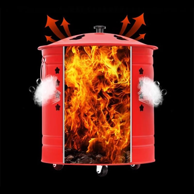 Contenedores para Quemar Basura, barriles para Quemar para Exteriores, incinerador de Metal de Acero Inoxidable, contenedor para Quemar en Horno de jardín, Viene con Tapa y Gancho para Fuego