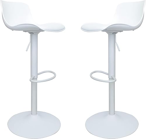 Voohek Juego de 2 taburetes de bar giratorios modernos de altura de mostrador asiento de plástico con cojín respaldo taburetes de granja ajustables