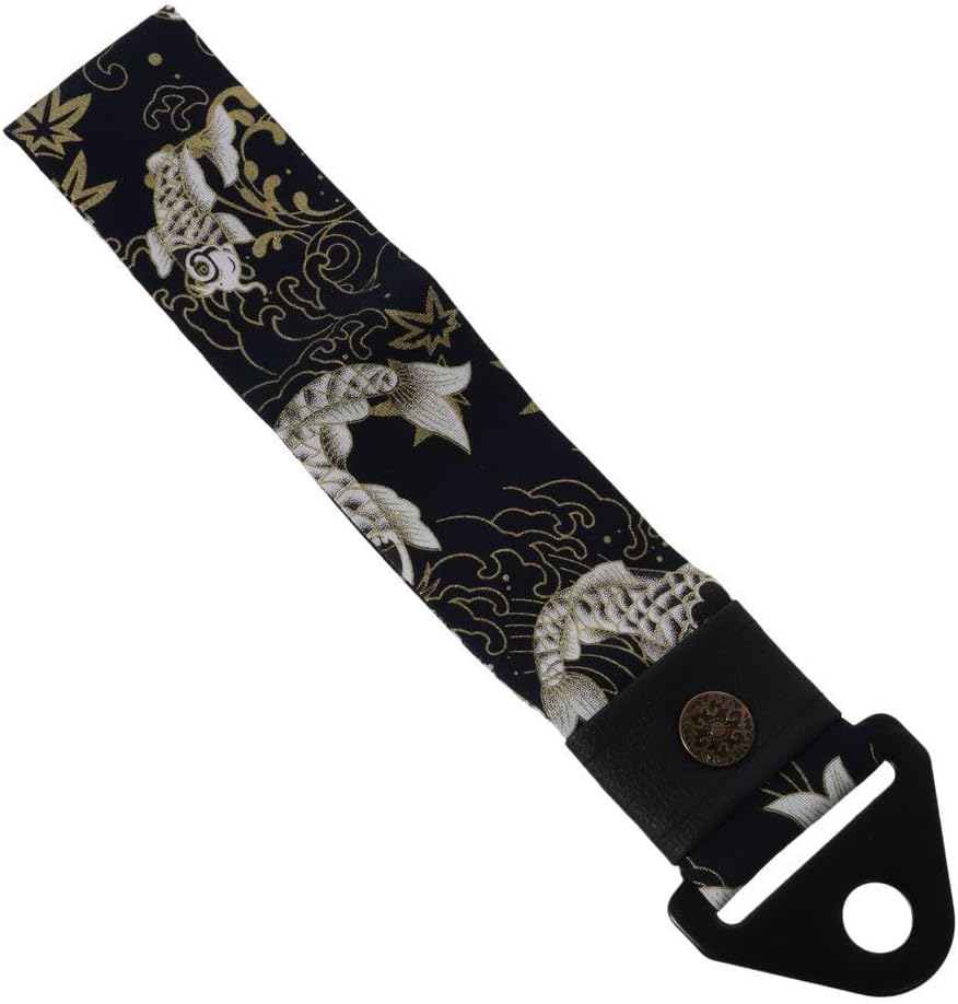 BYOBYO Black Ancient Japanese Antiquity Element Tow Strap with Combination of Koi Traction Rope,Car Front Bumper Tow Strap for Decorative Trailer Belt