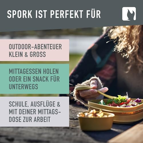 Light My Fire Spork Original Göffel 2-Pack - 3-in-1 Campingbesteck - Löffel, Gabel, Messer - Reisebesteck - BPA-Frei & Bio-Basierter Kunststoff (2er-Pack HazyBlue-DustyPink)