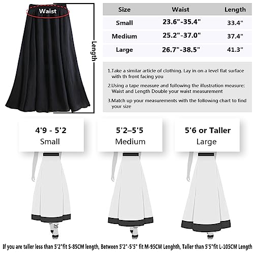 ASHER FASHION Women's Bohemian Style Elastic Waist Band Cotton Linen Long Maxi Skirt Dress (95CM, White) - Thumbnail 6