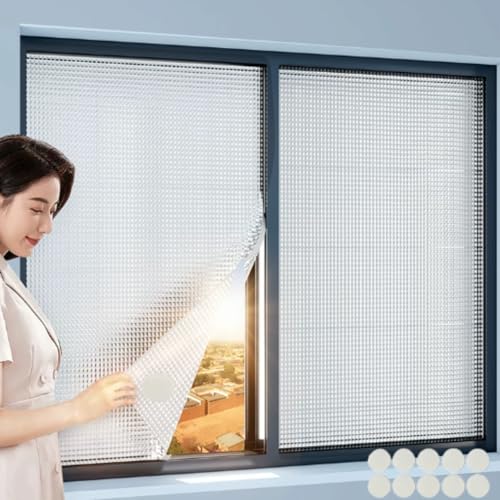 Pelicula Aislante Termico Ventanas Sin Bordes, 8mm Vinilo Cristal Reflectante Anti UV, Lámina Opaca De Aluminio Para Bloqueo Solar Para Techo Coche Y Balcón Techos(75x120cm)