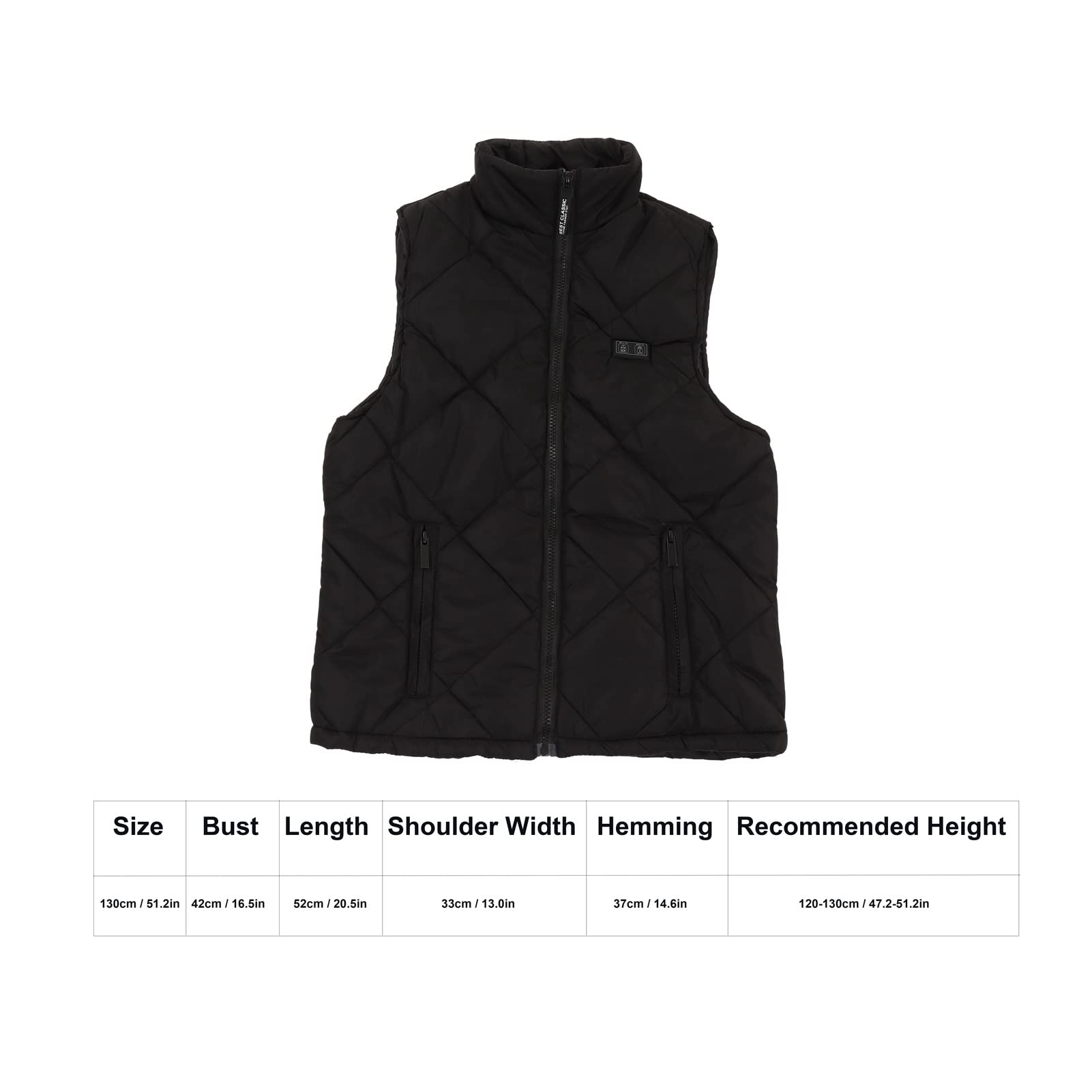 Gilet Riscaldato per Bambini a 13 Zone Giacca Riscaldante Elettrica USB Nero