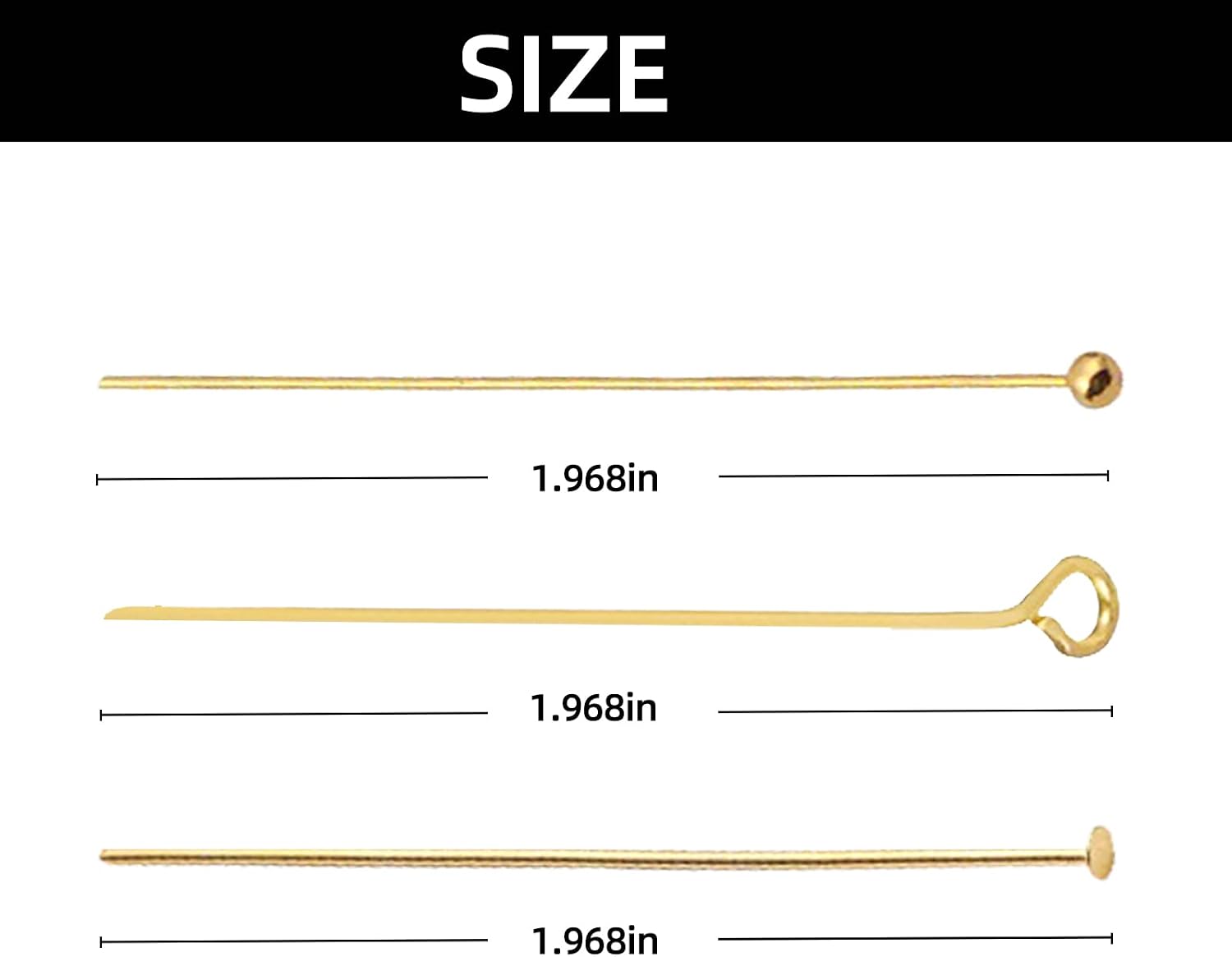 600 Pcs Gold Head Pins for Jewelry Making Supplies Craft Earring Bracelet Jewelry Making Accessories Supplies(50MM)
