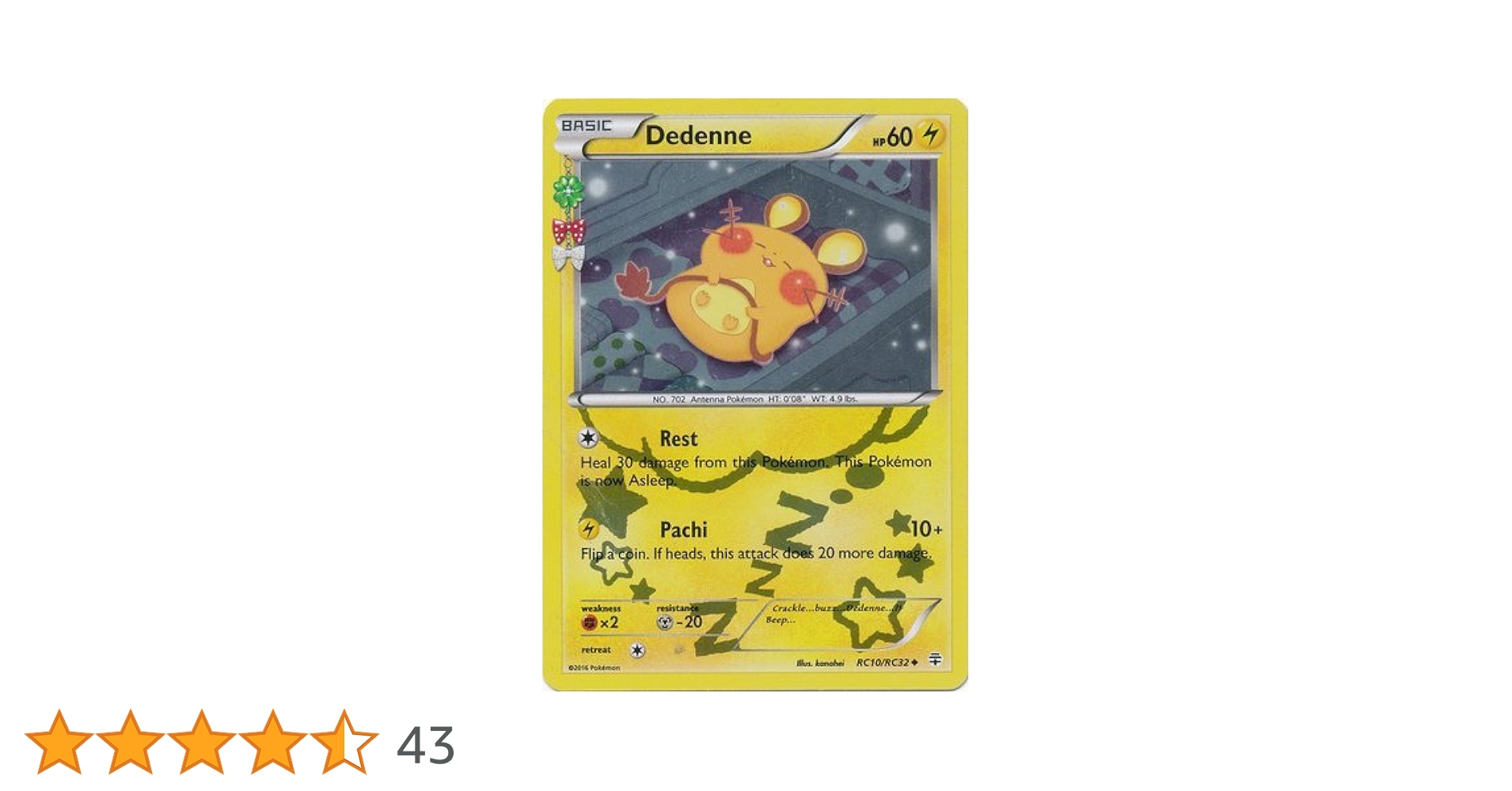 Pokemon - Dedenne (RC10) - Generations - Holo, Board Games