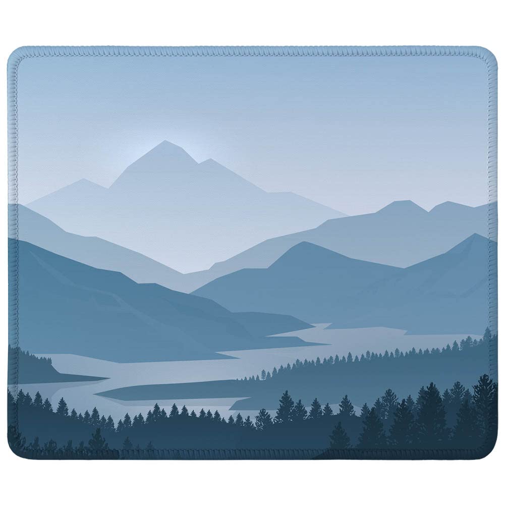 SSOIU Mouse Pad with Stitched Edges, Premium-Textured Waterproof Non-Slip Rubber Customized Rectangle Mousepad for Laptop Computer PC Gaming Office Women Girls, 9.5" x 7.9", Mountains Landscape