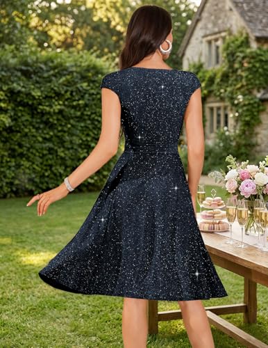 Image of DRESSTELLS Women's Cocktail Dresses, Formal Wedding Guest Modest Church Vintage Tea Party Midi Evening Dress