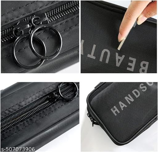 (ONLY POUCHES) Travel Nylon Mesh Makeup Bags Set 3 Pieces See Through Zipper Pouch Travel Cosmetic And Toiletry Kit Organizer Bag 3 Pack Of S M L 3-in-1-mkup-nvyblu-09-14 SB-P9295 2