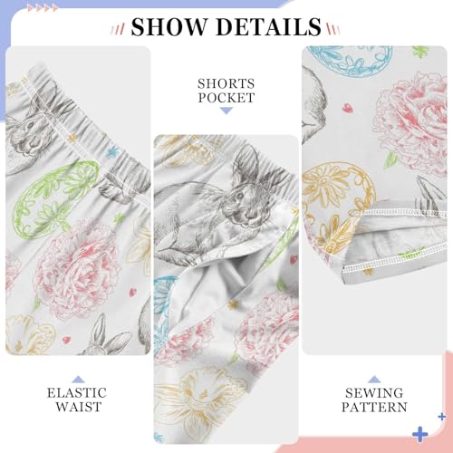 ZZXXB Retro Bunny Egg Boys Long Pants Soft Trousers Elastic Waist Kids Lounge Bottoms with Pockets S-XL4