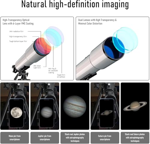 Image of Telescope, GALAEYES 90mm Aperture 500mm, with Stargazing app, Telescope for Adults high Powered, Ideal for Beginner & Adults