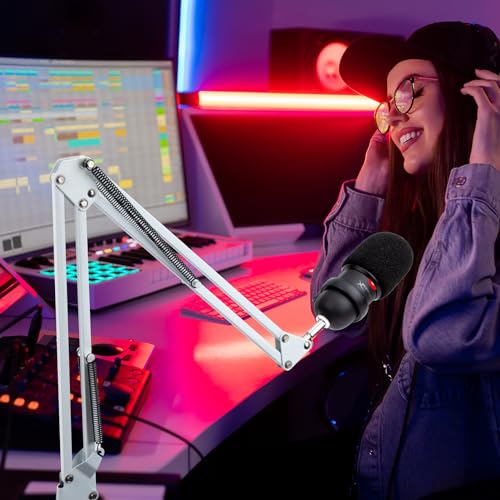 YOUSHARES Brazo Microfono, Boom Arm Soporte Microfono Ajustable HyperX SoloCast - Pie de Microfono para Micrófono de Condensador para Streaming & Juegos Hyperx SoloCast (Blanco) - imagen 2