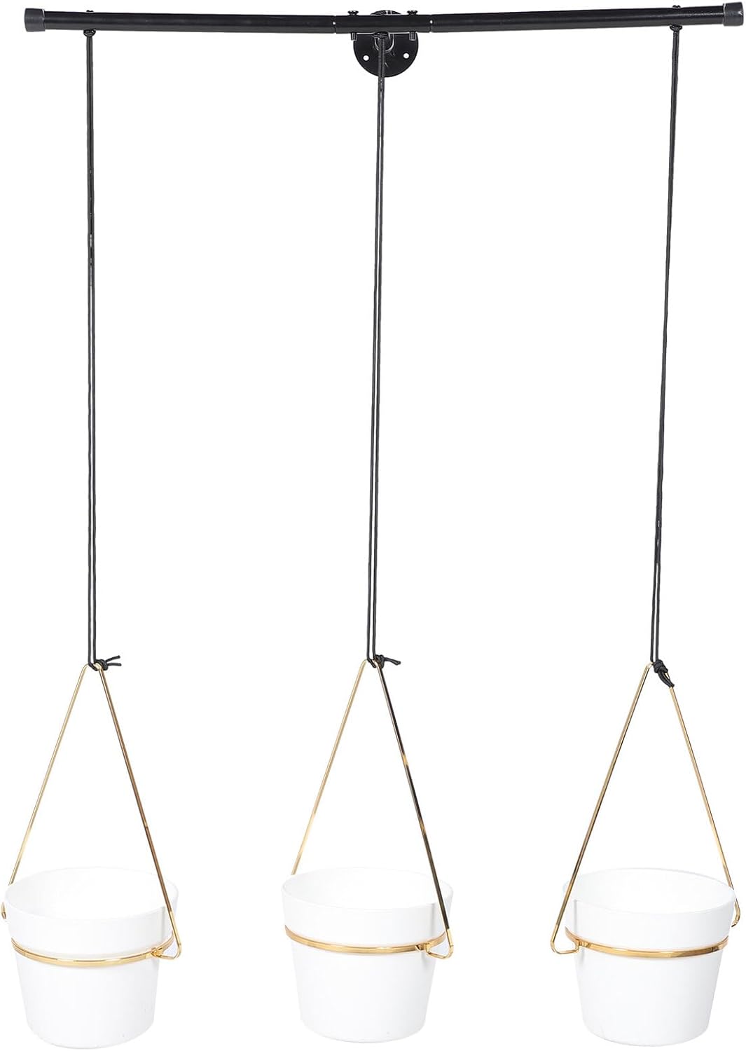 Ciieeo Indoor Hanging Plant Holder with Removable Ceiling Planter Rack, Gold Iron Wall-mounted Flowerpot Basket for Home Decor and Indoor Succulent Display