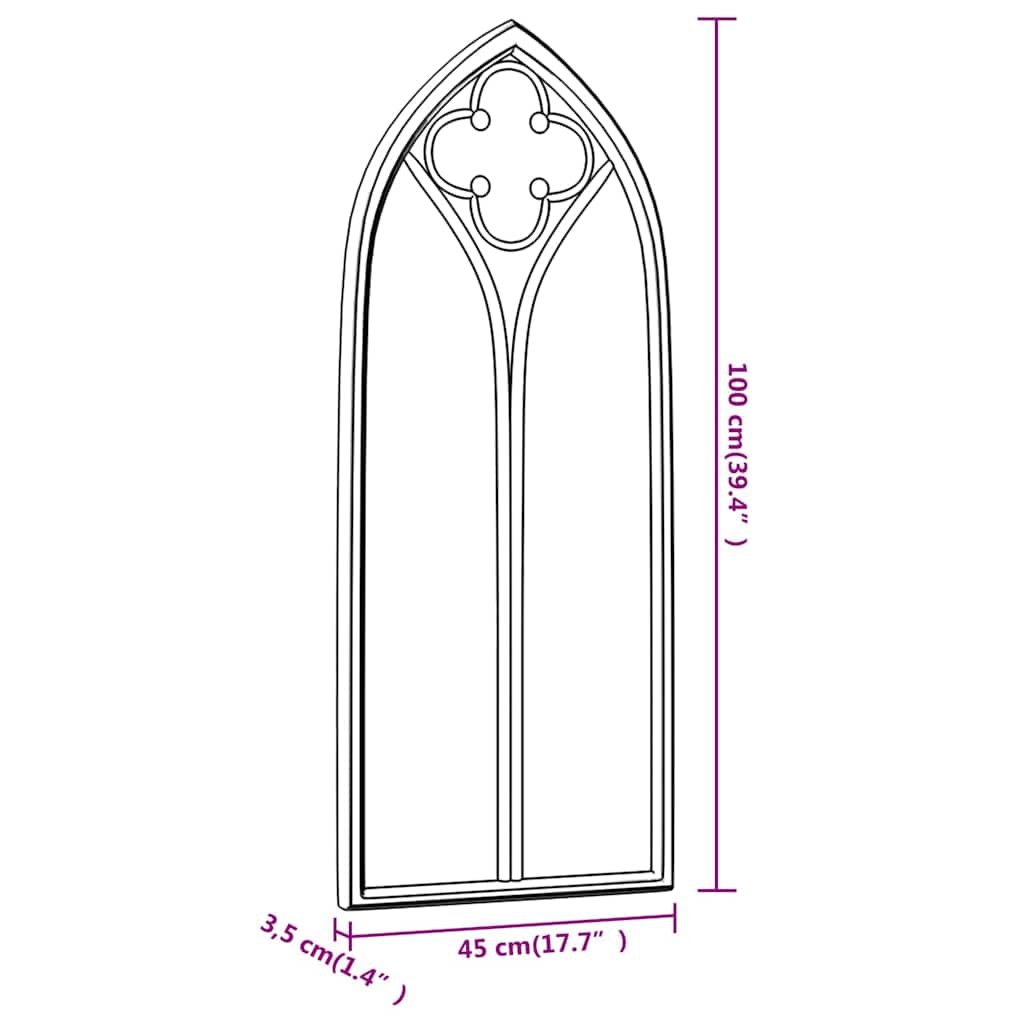 Miroir de Jardin Noir en Fer 100x45 cm pour Usage extérieur décoration Murale reflet agrandissement lumière entrée Salon Chambre