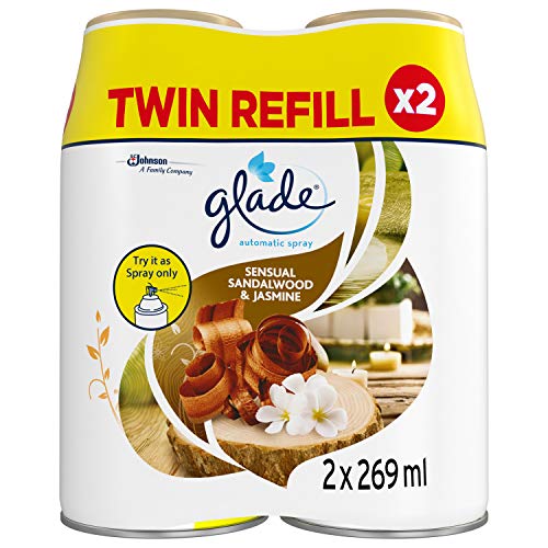 Glade Automatic Air Freshener Refills, Odour Eliminator & Room Spray, Sandalwood & Jasmine, Duo Pack (2 x 269ml)