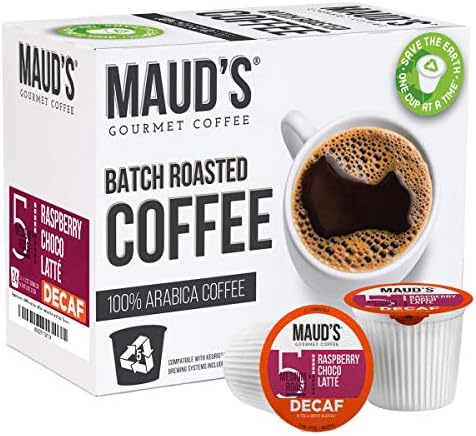 Maud's Decaf Raspberry Chocolate Coffee (Raspberry Choco Latte), 24ct. Solar Energy Produced Recyclable Raspberry Chocolate Decaf Coffee Pods – 100% Arabica Coffee California Roasted, KCup Compatible