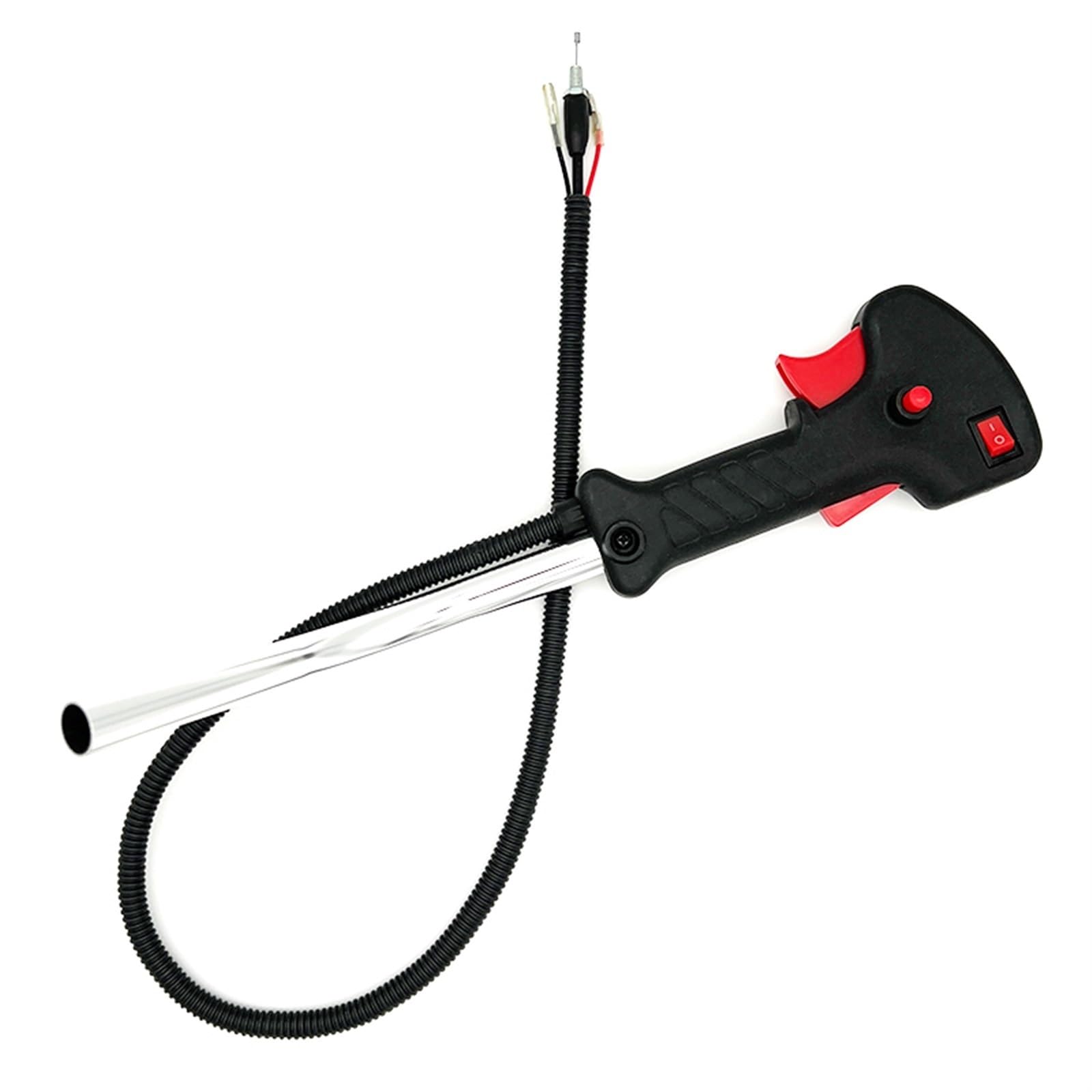 Interruptor De Manija Del Acelerador Para Desbrozadora De Gasolina De Mochila - Cable 114 Cm, Plástico Negro, Fácil Instalación