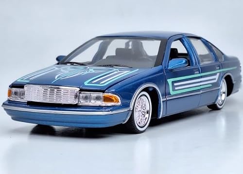 1993 Chevy Caprice Lowrider Blue Metallic with Graphics Get Low Series 1/24 Diecast Model Car by Motormax 79022bl