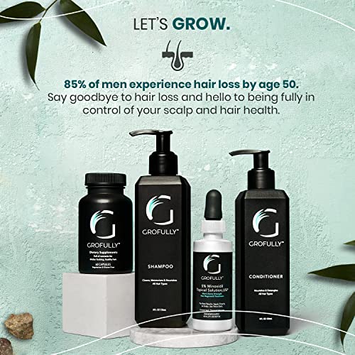 Grofully Men’s Hair Regrowth Kit - Premium | 4-Step System | Shampoo, Conditioner, 5% Minoxidil, And Supplements #TOP2