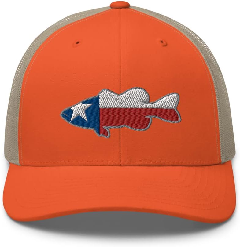 Gunner Gear Fishing Hat Bass Fish Texas Flag Embroidered Snapback Trucker Hat