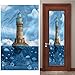 JKZHILOVE samoprzylepna plakat na drzwi Błękit niebo ocean latarnia morska 90x200cm 3D dekoracyjna samoprzylepna DIY wodoodporny zdejmowana samoprzylepna 3D do dekoracji winylowa