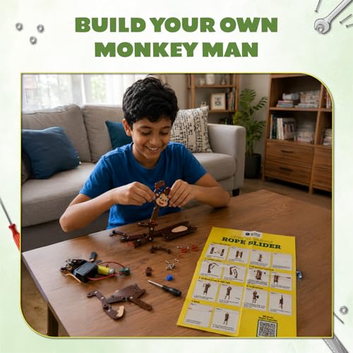 Image of PW 2-in-1 Stunt Robots DIY Kit for Kids, Skate Rider & Rope Climber Monkey | STEM Science Toy with Motorized Action, Educational Kit, Birthday Gift