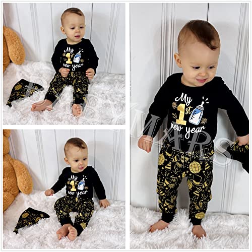 My First 1st New Year Outfit Baby Boy 3PCS Long Sleeve Pant Set2