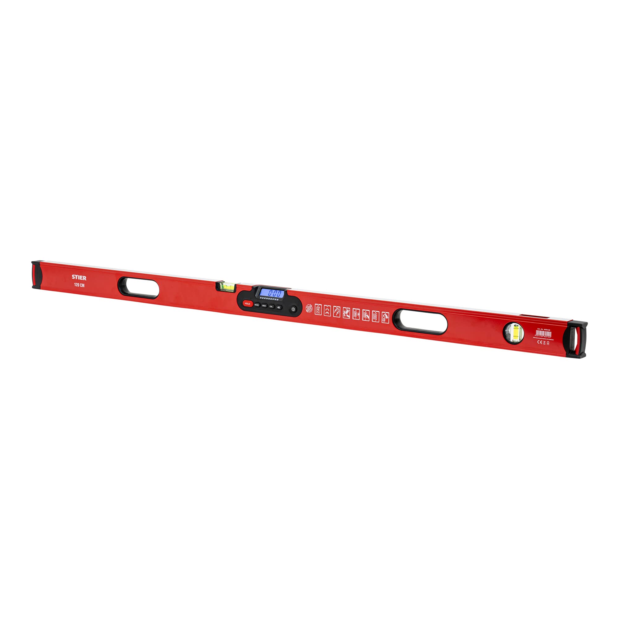 STIER Digitale Wasserwaage, SDW-1200 LCD-Display, ±0,2°, 120 cm, vertikal & horizontal einsetzbar, HOLD-Funktion