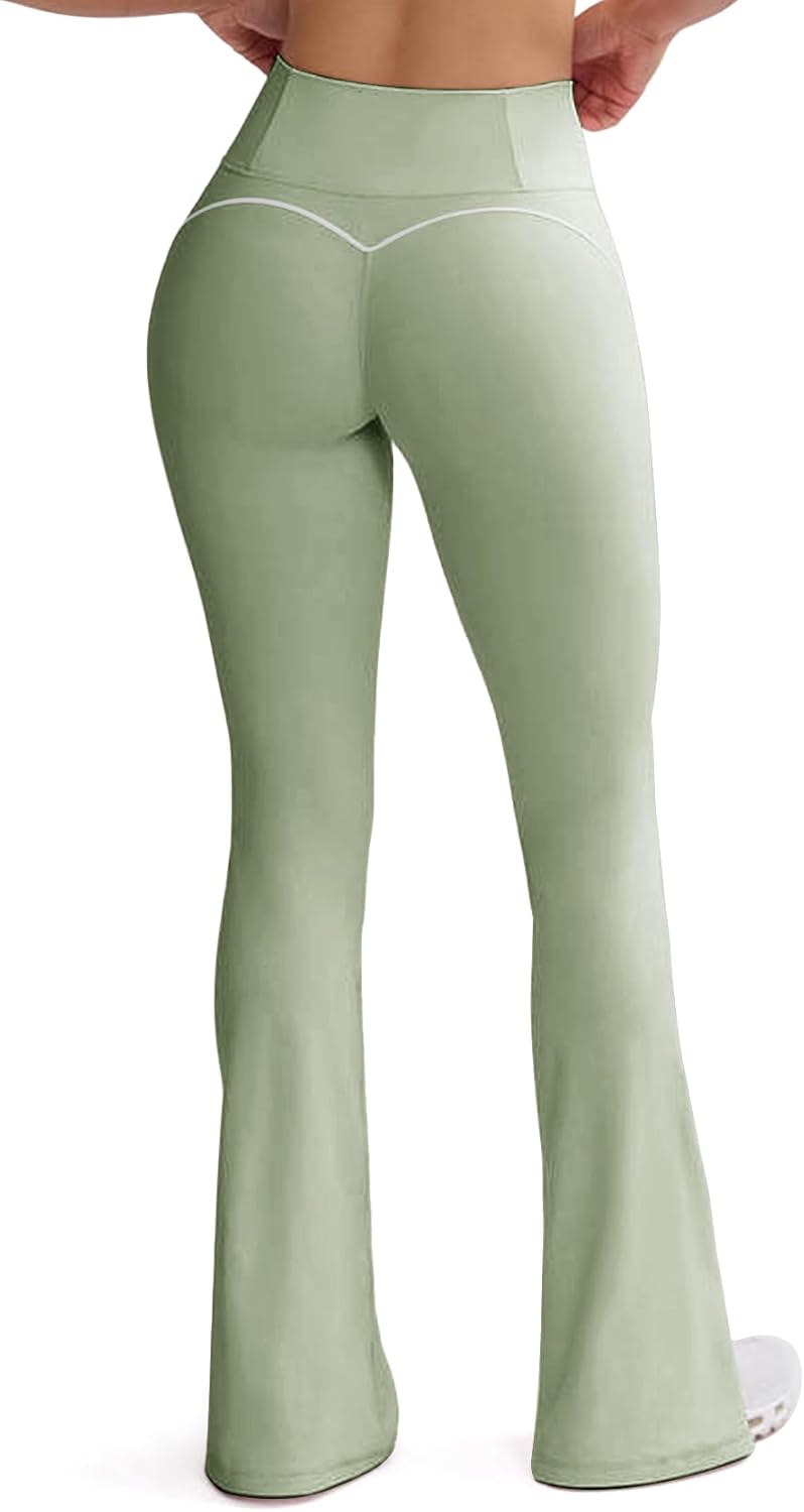 SEASUM Flare Leggings for Women High Waisted Exposed Contour Stitching Bell Bottom Yoga Pants