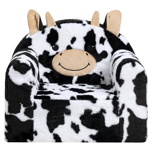 BEJOY Sofá infantil de espuma ultrasuave, sillón infantil, asiento individual, sofá de lectura para niños y niñas, vaca lechera