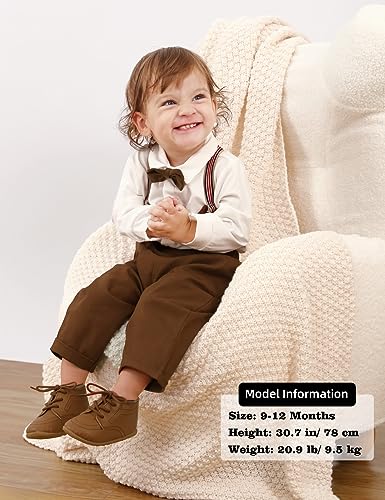 A&J DESIGN Baby Boys Suits Infant Gentleman Formal Wedding Suspenders Outfit with Bowtie3
