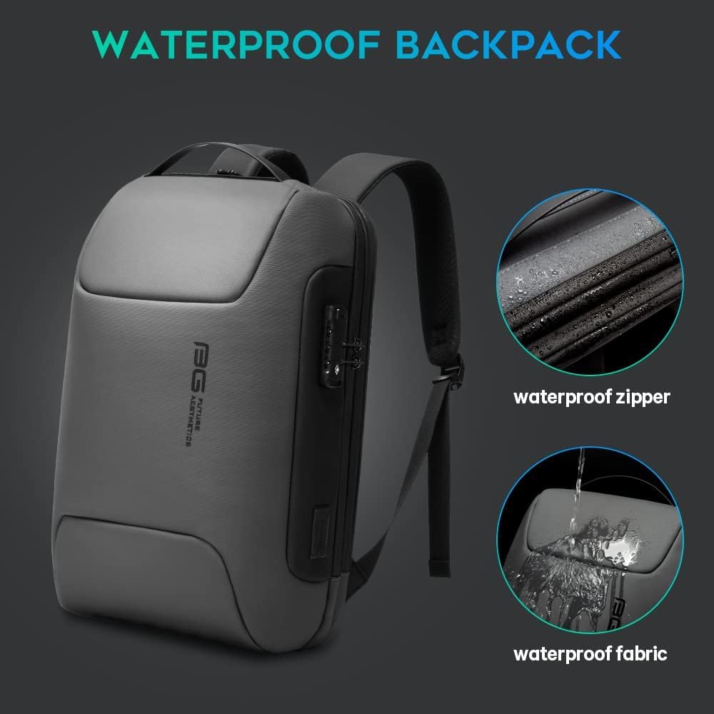 BROGBUS New Anti Thief Laptop Bag Backpack Fits for 15.6 inch Laptop Backpack Multifunctional Backpack WaterProof for Business Shoulder Bags (Grey) 1