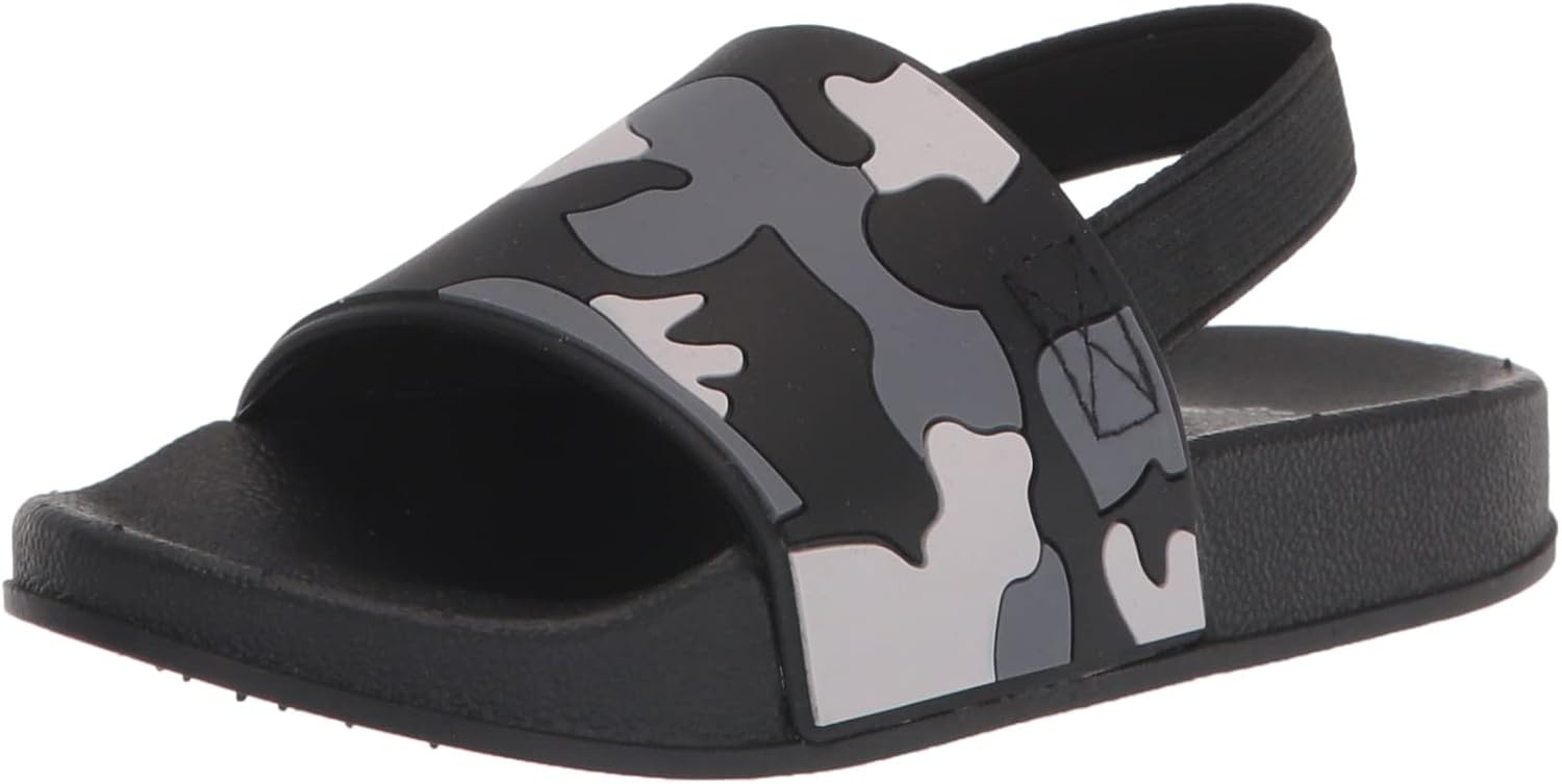 Steve Madden Boy's Bizz Slipper, Black Camo, 3 Little Kid