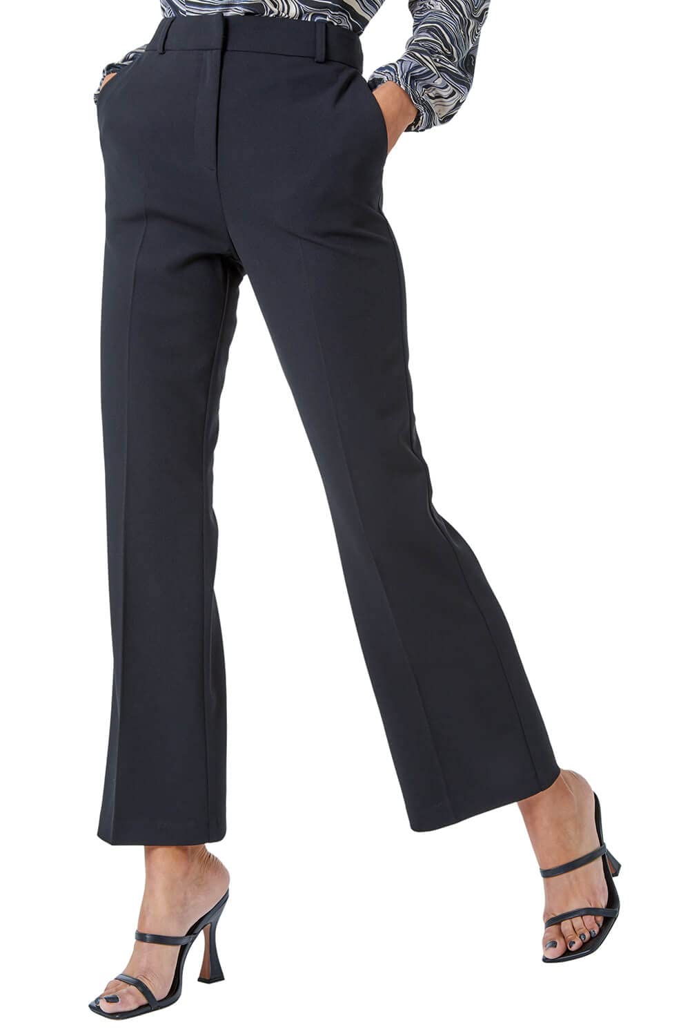 Roman Black Long Bootcut Stretch Trousers for Women - Size 20