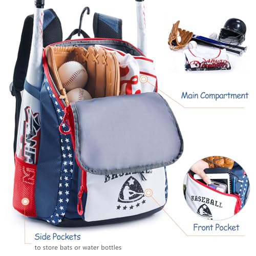 VIGEGARI Kids Baseball Bag for Boys 8-12 - Baseball Backpack for Boys 5-8 - Girls Softball Bag - Youth Baseball Bag for T-Ball, Softball Equipment, Baseball Gear, Bat Bag for Boys, Girls by VIGEGARI - Image 2