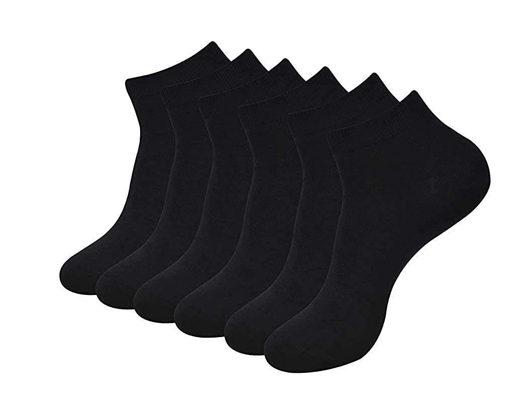 Men's Cotton Plain Black Ankle Length Sports Socks for Running and Casual Wear -6 Pairs-image-49