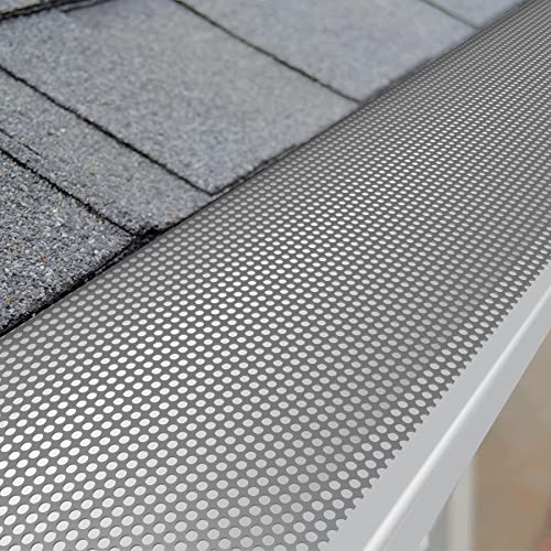 Daisypower Gutter Guards,4\", 5\", 6\" Stainless Steel DIY Leaf Protection,Micro-Mesh Gutter Cover System fits Any roof or Gutter Type,Anti-Leaf,Prevents Roof Clogged Downspouts,48ft (Grey)