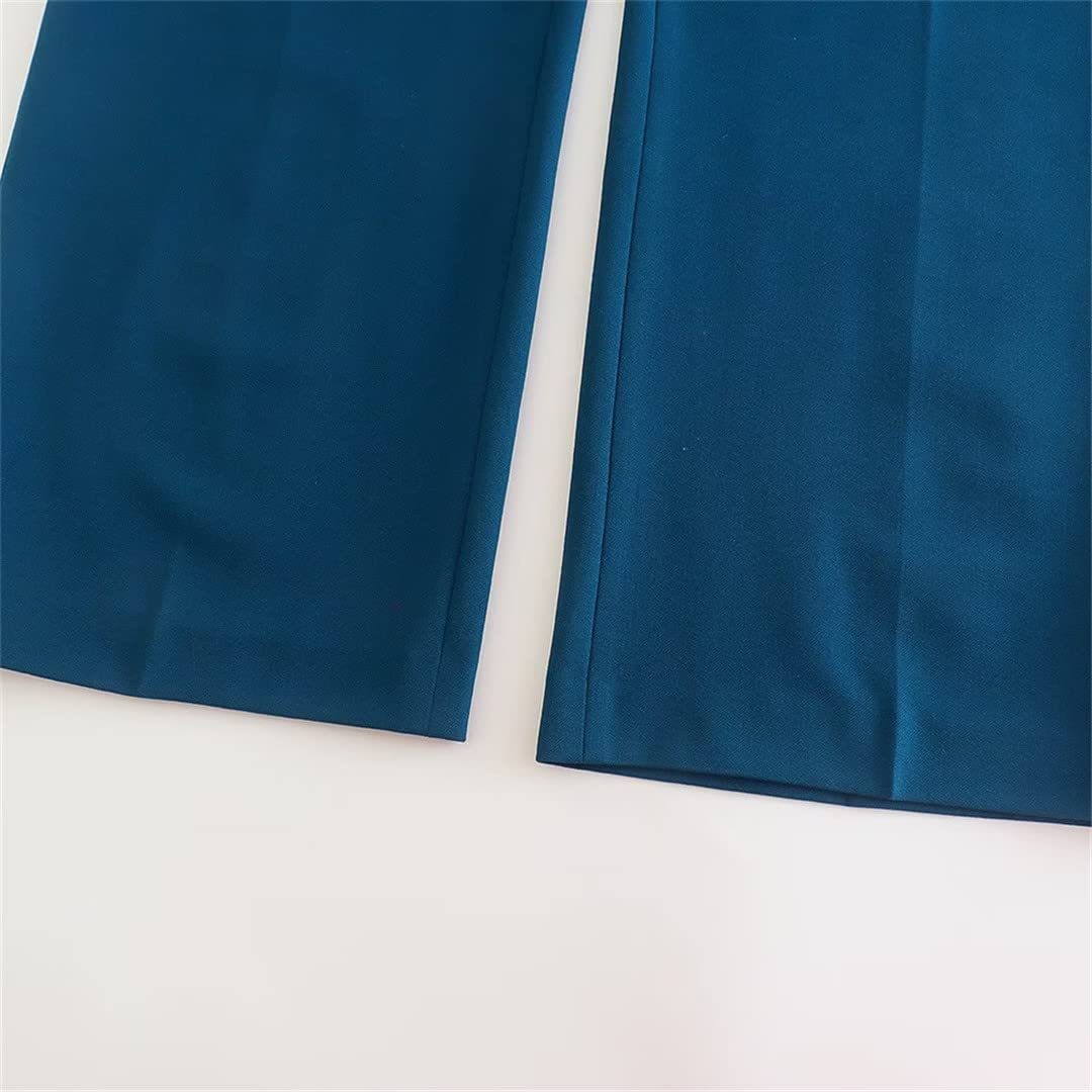 Spring - Conjunto de dos piezas para mujer, con botones, recto, cintura alta, pantalones de pierna ancha, Chaqueta de traje, L