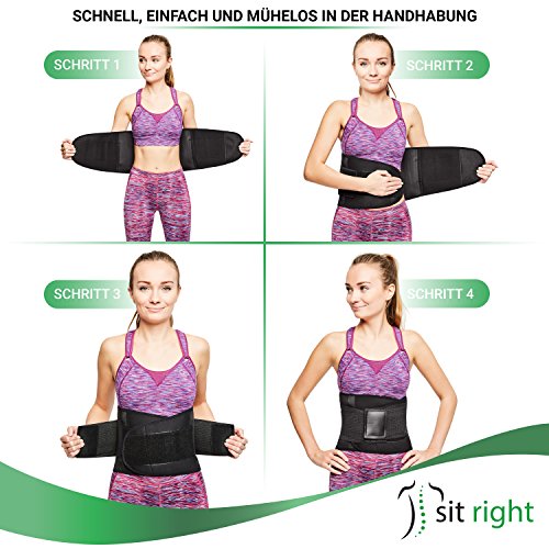 sit right Rückenbandage – Rückengurt zur Stabilisierung der Lendenwirbel – Rückengürtel für Damen & Herren – Nierengurt & Bauchweggürtel zur Haltungskorrektur - schwarz – Gr. XXL-XXXL