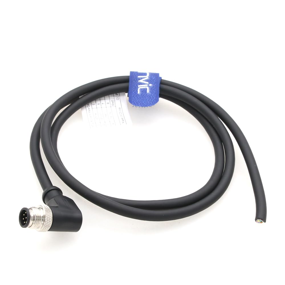 Eonvic M12 Right Angle 8 Pins Male Industrial Sensor Connector Aviation Cable Socket Shielded Waterproof Electrical Cable for Industrial Automation Control,Fieldbus Module,Device Network 1M - Image 2