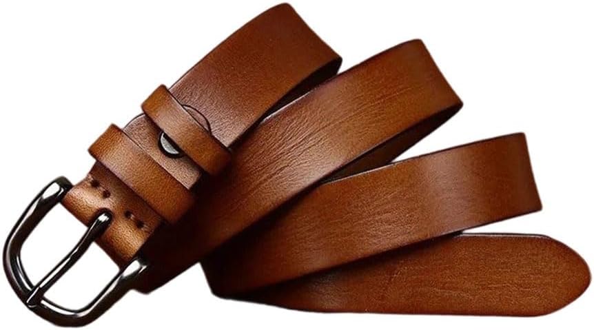 Unisex Matching Belts - 2.8 cm Solid Cowhide with Needle Buckle for Jeans