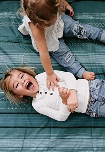 Image of Little Unicorn 5'x10' XL Outdoor Family Picnic & Beach Blanket | Durable & Water-Resistant Fabric | Compact Fold & Easily Wipes Clean | Zipper Pocket (Shoreline Stripe)