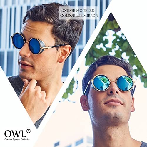 Steampunk Gothic Retro Vintage Hippie Colored Metal Round Circle Frame Sunglasses Colored Lens OWL3
