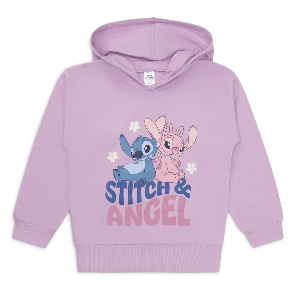Disney Lilo & Stitch - Felpa con cappuccio da ragazza in cotone con Stitch and Angel, regalo per ragazze, dai 5 ai 12 anni