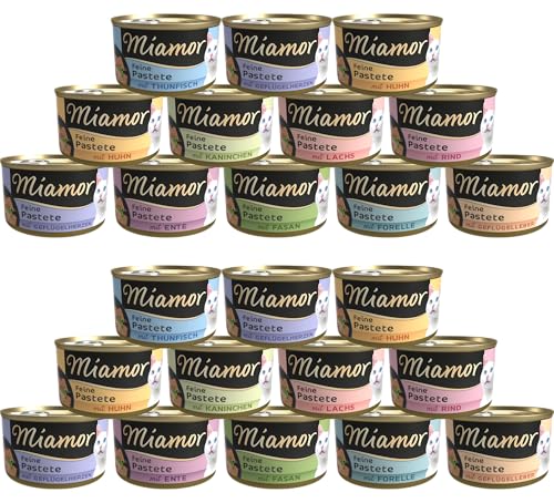 Miamor Feine Pastete für Katzen | als 12x oder 24x 85g Nassfutter-Mix erhältlich | mit garantiert 8 Verschiedene Sorten für die tägliche Abwechslung | ohne Soja - ohne Farbstoffe (85g, 24er Mix)