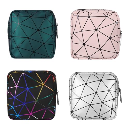 Image of 4Pcs Sanitary Napkin Storage Bag, Portable Period Bag for Teen Girls Woman, Pad Pouch Tampon for Purse, Reusable Zipper Period Pouches for Teen School Office Travel Feminine Care Organizer, Diamond
